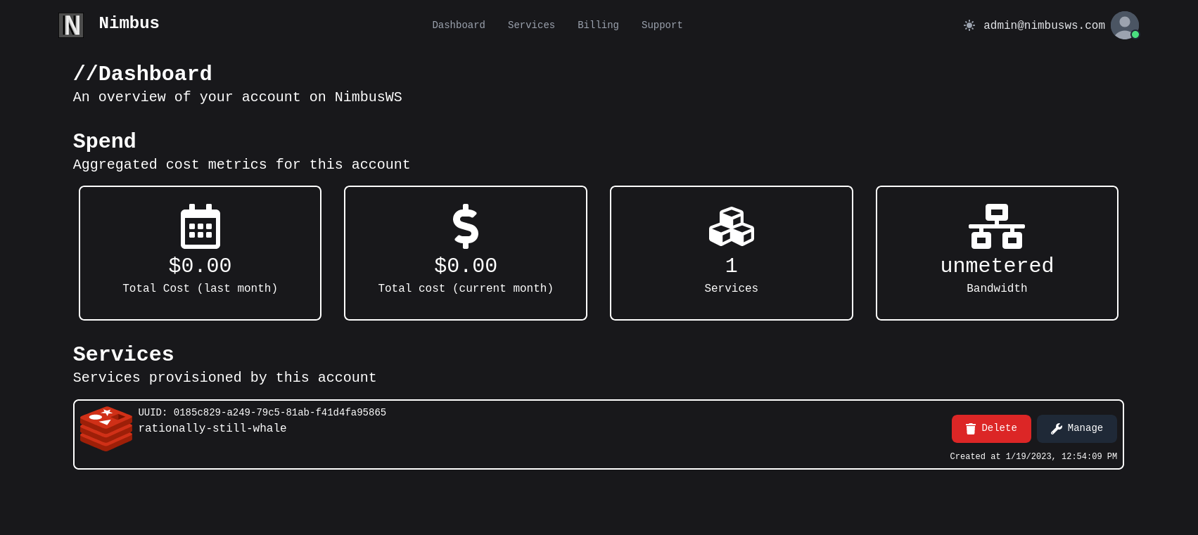 Screen shot of dashboard with redis instance listed