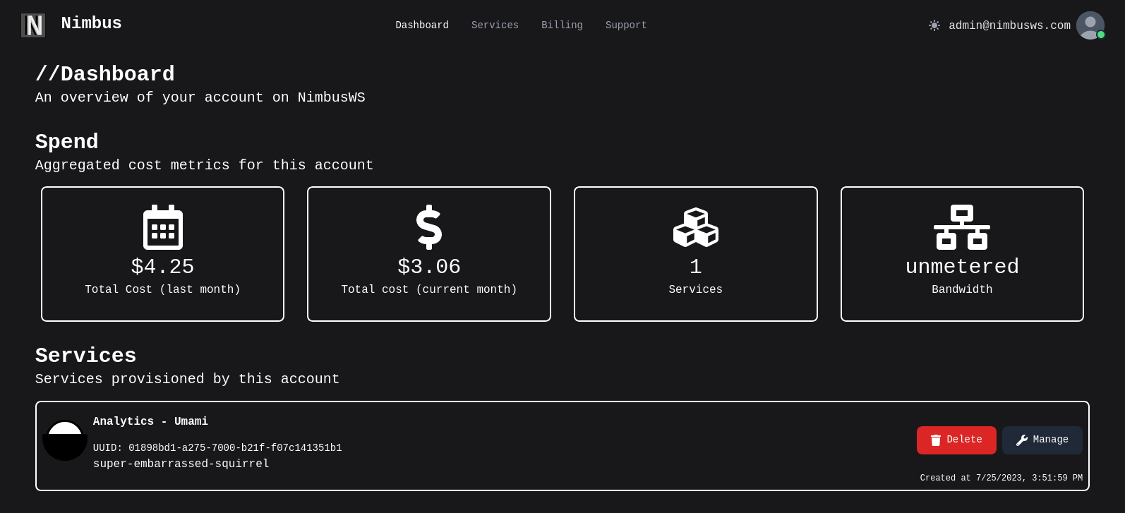 Screen shot of dashboard with redis instance listed